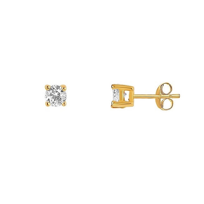 18k Gold over Sterling Silver 1/4ct T.W. CZ Dainty Stud Earrings