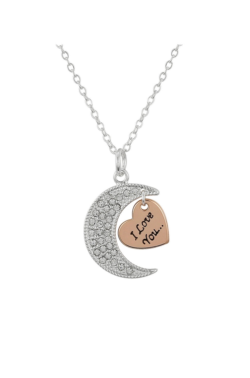 Genuine Crystal Heart & Moon Necklace