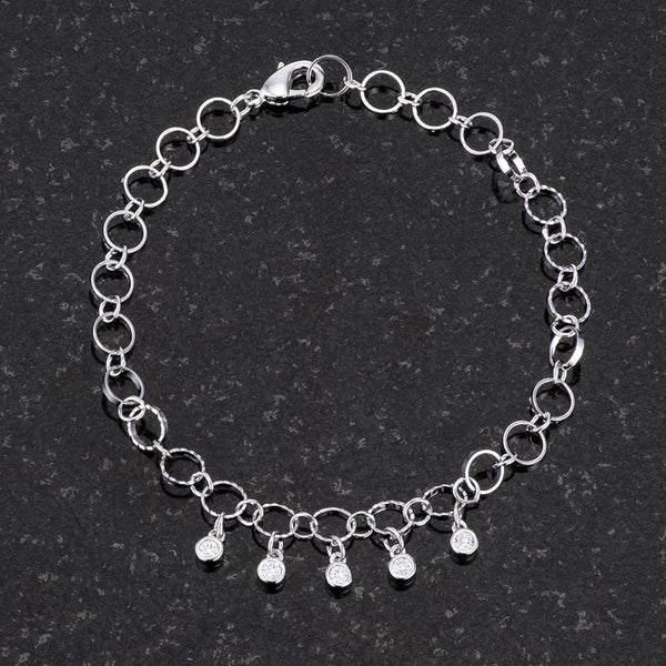 .55 Ct Stunning 8 Rhodium Bracelet with CZ Charms