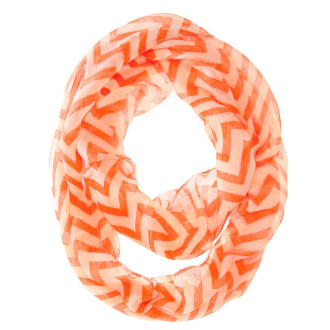 Zig Zag Neon Orange Infinity Scarf