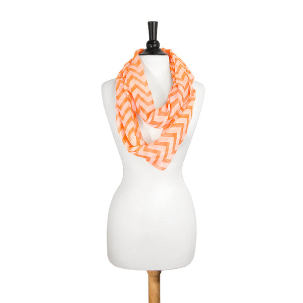 Zig Zag Neon Orange Infinity Scarf