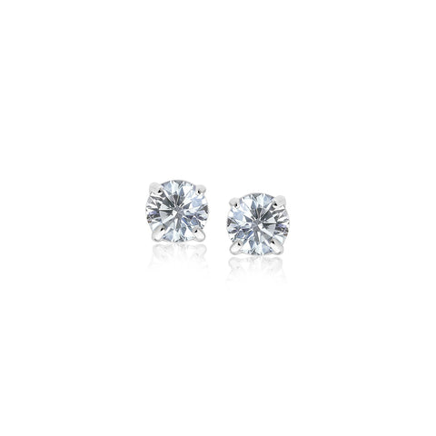 Sterling Silver Faceted White Cubic Zirconia Stud Earrings(3mm)