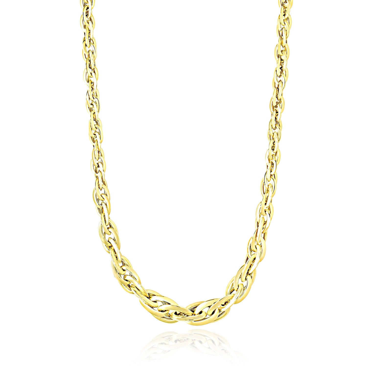 Polished Double Oval Link Chain Necklace in 14k Yellow Gold