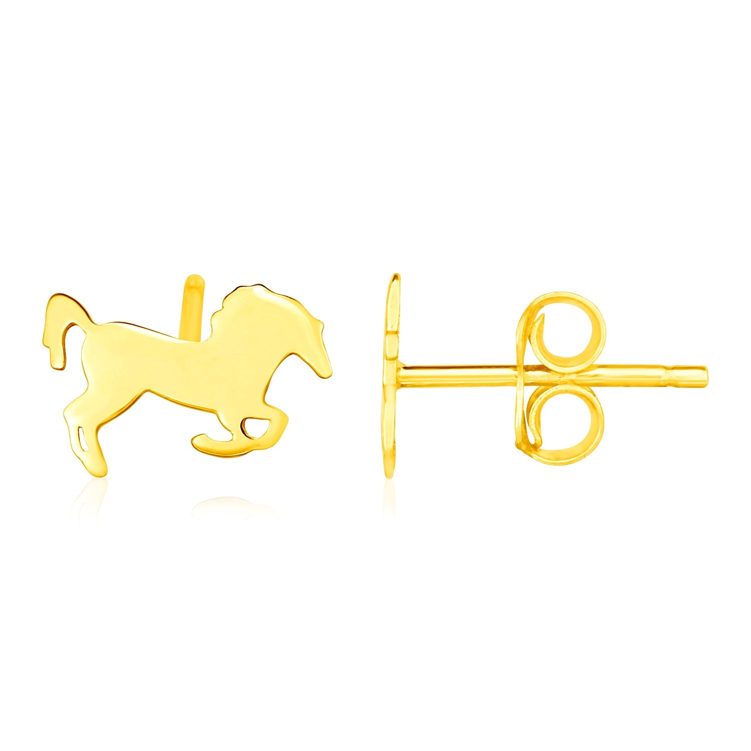 14K Yellow Gold Horse Earrings