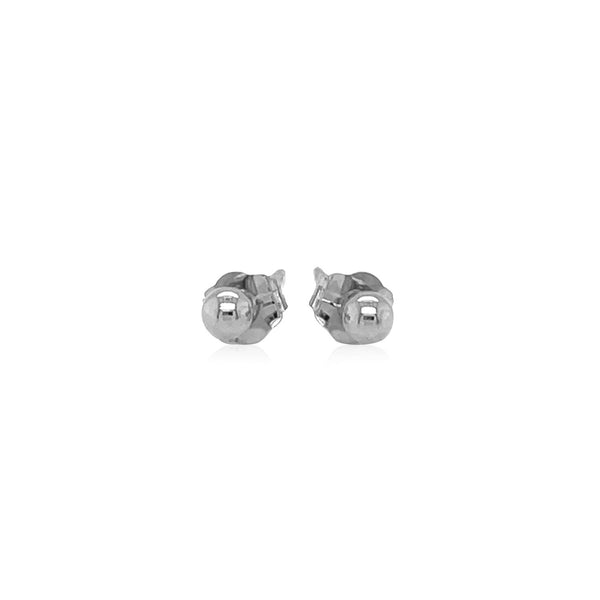 14k White Gold Spherical Stud Earrings (3mm)