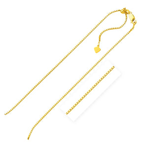 Sterling Silver Yellow Finish Adjustable Box Chain (1.40 mm)