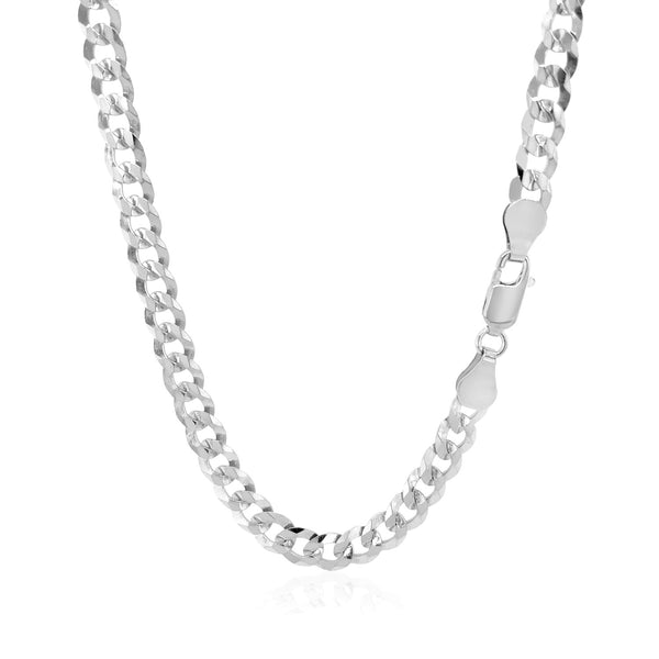 Rhodium Plated Sterling Silver Curb Style Chain (5.50 mm)