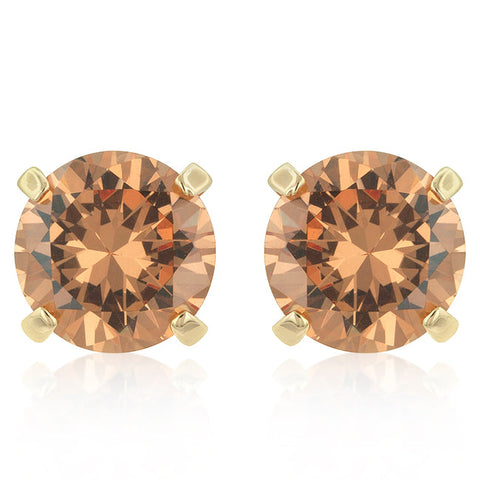 Simple Champagne Cubic Zirconia Studs