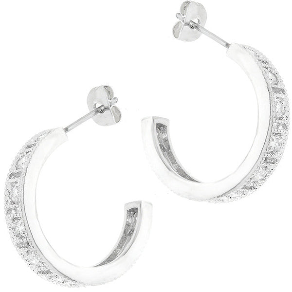 Studded Cubic Zirconia Hooplet Earrings