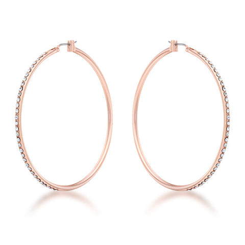 Large Rosegold Hoop Earrings with Crystals