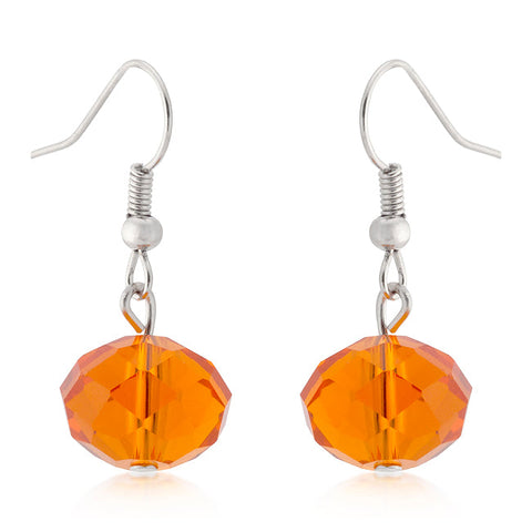 Orange Faceted Bead Earrings