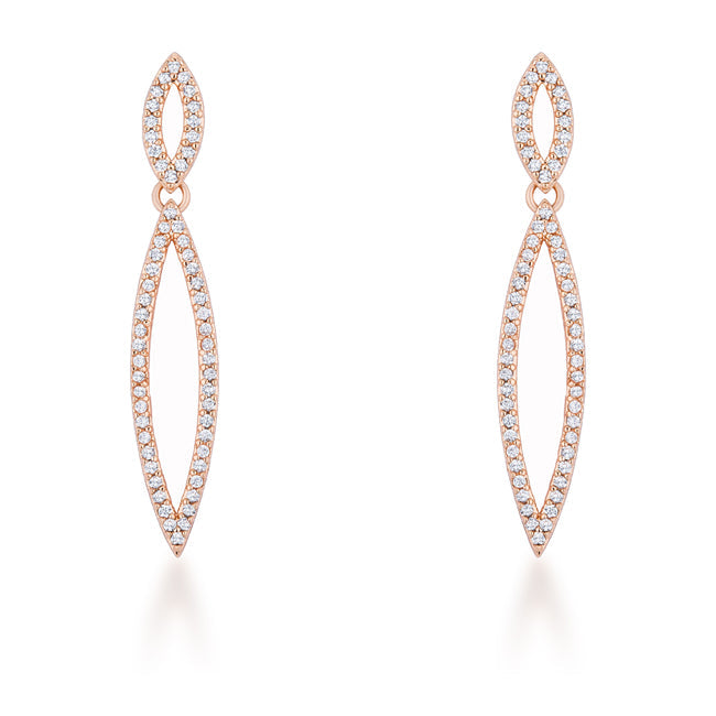 Sara 1.2ct CZ Rose Gold Delicate Double Teardrop Drop Earrings