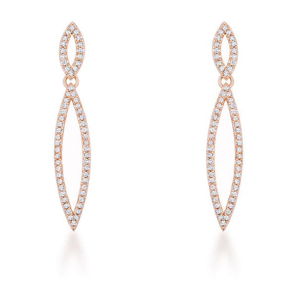 Sara 1.2ct CZ Rose Gold Delicate Double Teardrop Drop Earrings