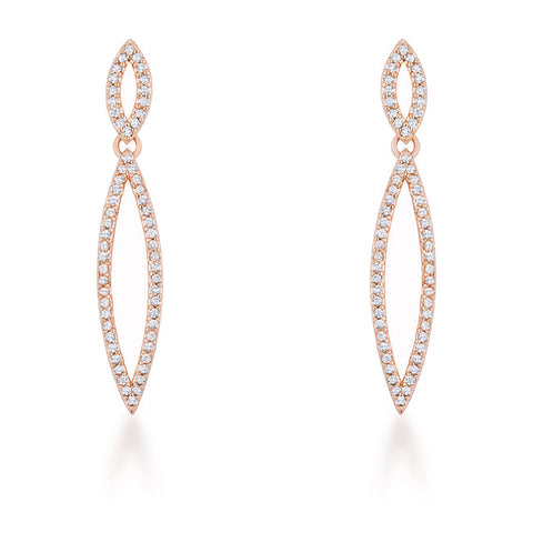 Sara 1.2ct CZ Rose Gold Delicate Double Teardrop Drop Earrings