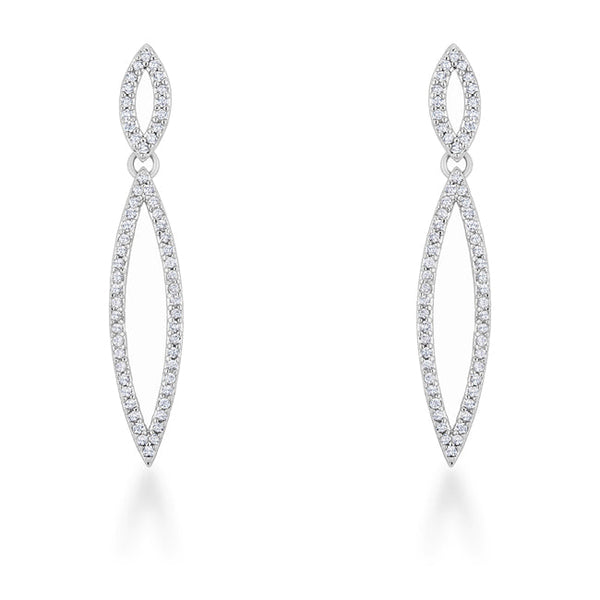 Sara 1.2ct CZ Rhodium Delicate Double Teardrop Drop Earrings