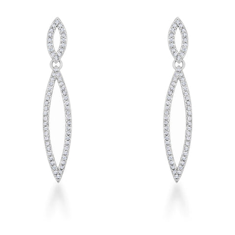 Sara 1.2ct CZ Rhodium Delicate Double Teardrop Drop Earrings