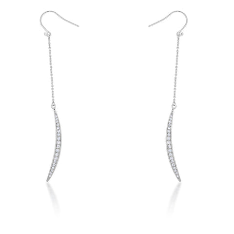 Luna 0.5ct CZ Rhodium Delicate Moon Drop Earrings