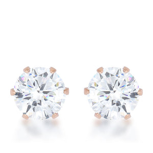 Reign 3.4ct CZ Rose Gold Stainless Steel Stud Earrings