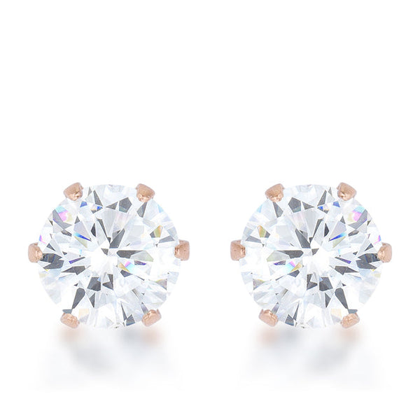 Reign 3.4ct CZ Rose Gold Stainless Steel Stud Earrings