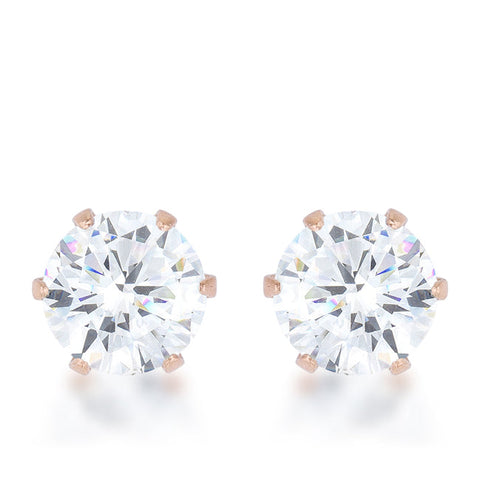 Reign 3.4ct CZ Rose Gold Stainless Steel Stud Earrings