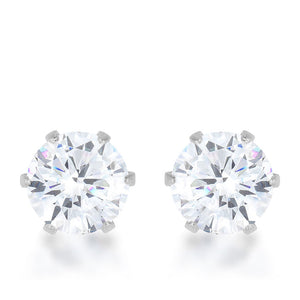 Reign 3.4ct CZ Rhodium Stainless Steel Stud Earrings