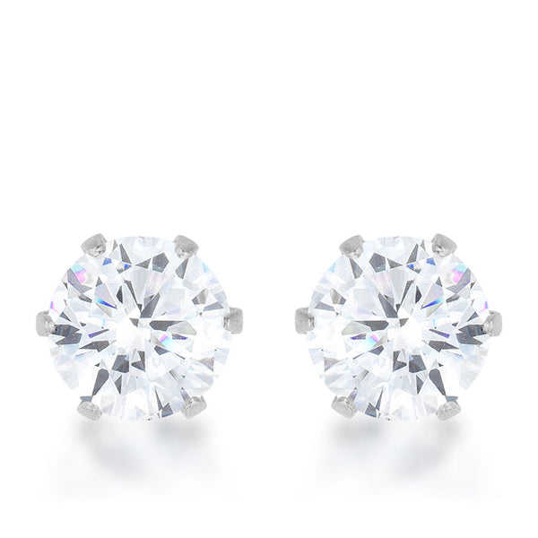 Reign 3.4ct CZ Rhodium Stainless Steel Stud Earrings