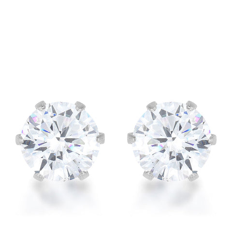 Reign 3.4ct CZ Rhodium Stainless Steel Stud Earrings