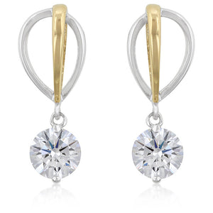 Two-tone Finish Cubic Zirconia Drop Earrings