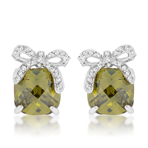 Olivine Drop Earrings with Bow