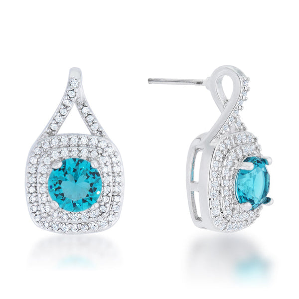 Christal 2.3ct Aqua CZ Rhodium Classic Drop Earrings