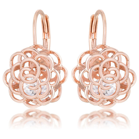 Maya 1.5ct CZ Rose Gold Rose Drop Earrings