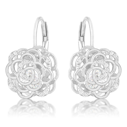 Maya 1.5ct CZ Rhodium Rose Drop Earrings