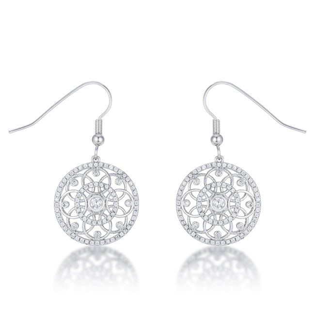 .95 Ct Interlocking Circle Rhodium and CZ Earrings