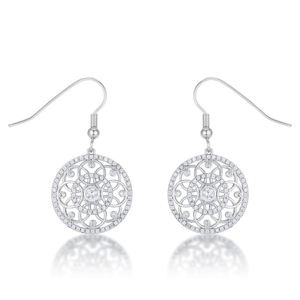 .95 Ct Interlocking Circle Rhodium and CZ Earrings