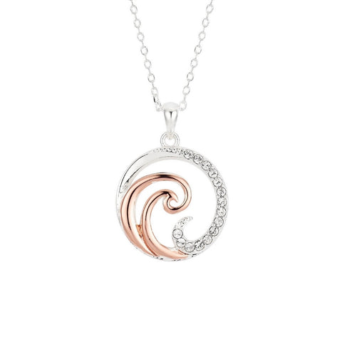 Genuine Crystal Wave Silver Plated Necklace