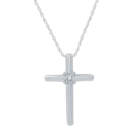 Diamond Accent Sterling Silver Cross Necklace