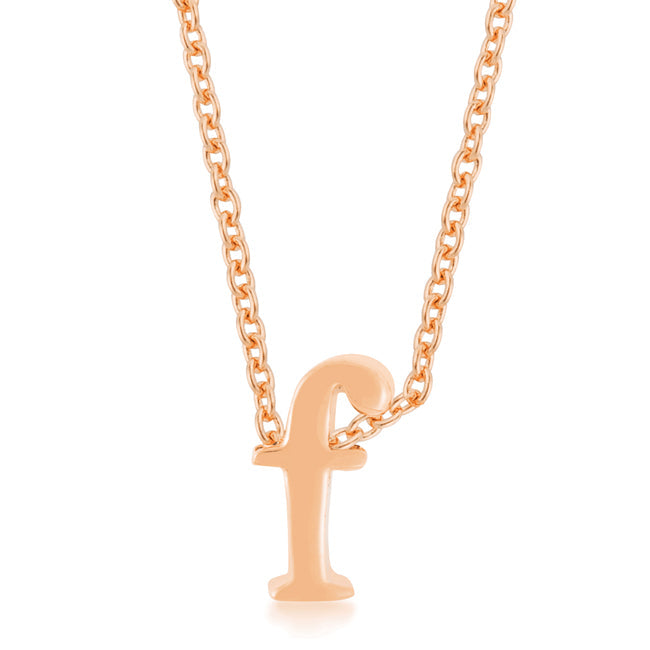 Rose Gold Finish Initial F Pendant