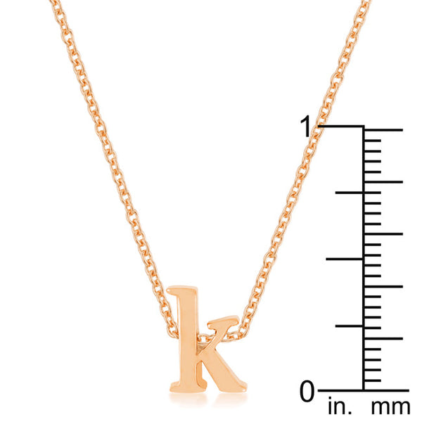 Rose Gold Finish Initial K Pendant