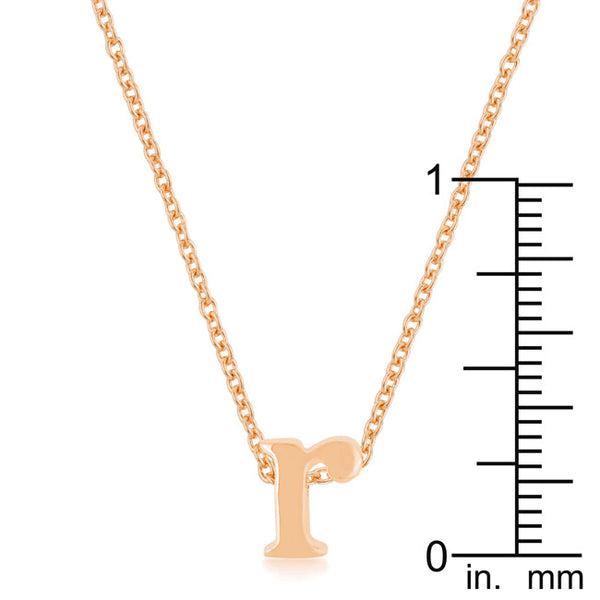 Rose Gold Finish Initial R Pendant