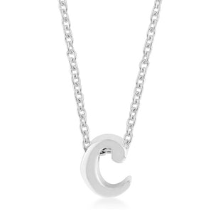 Rhodium Plated Finish Initial C Pendant