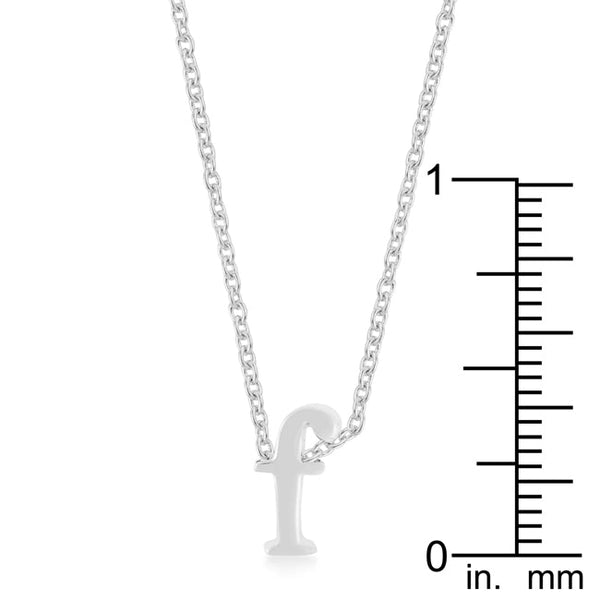 Rhodium Plated Finish Initial F Pendant