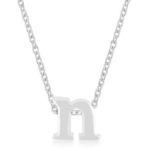 Rhodium Plated Finish Initial N Pendant