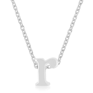 Rhodium Plated Finish Initial R Pendant