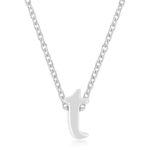 Rhodium Plated Finish Initial T Pendant