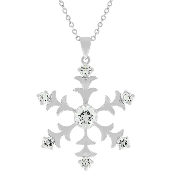 Rhodium Plated Snowflake Pendant