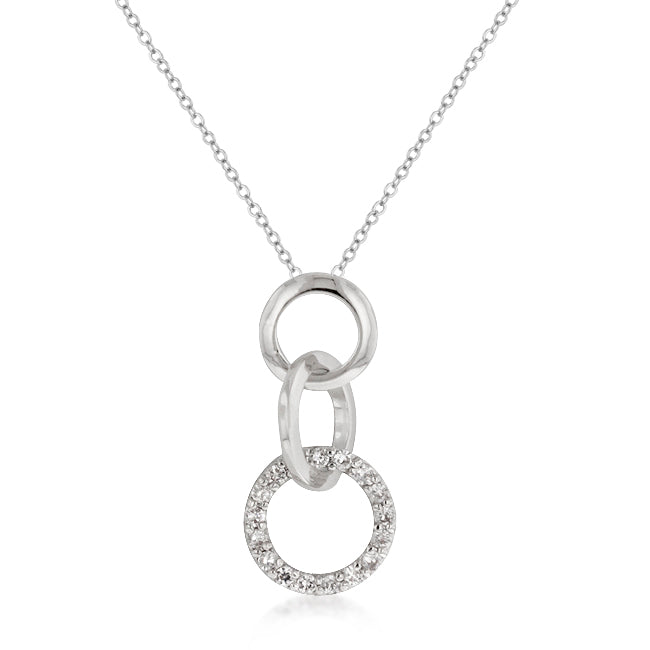 Rhodium Plated Finish Triplet Hoop Pendant