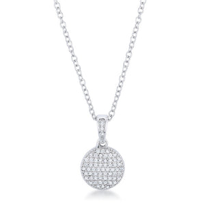 Rhodium Necklace with CZ Disk Pendant