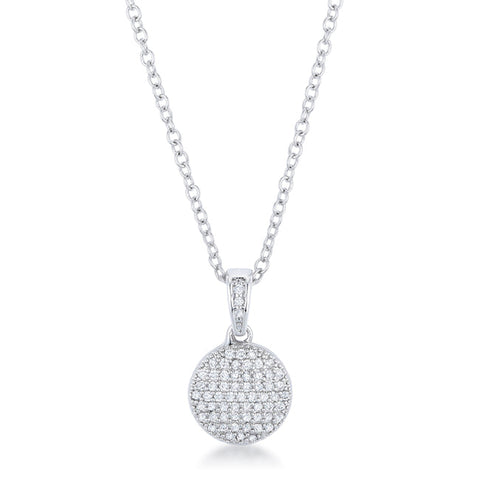 Rhodium Necklace with CZ Disk Pendant