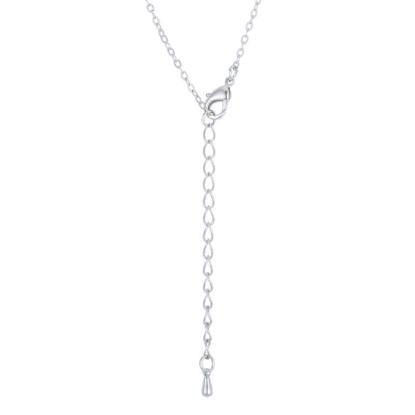 Rhodium Necklace with CZ Disk Pendant