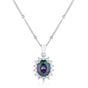 Rhodium Plated Mystic Petite Royal Oval Pendant